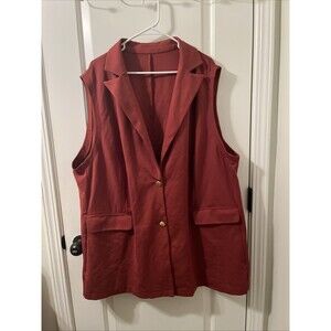 Women's Sleeveles Vest Jacket Brown XXXXL 2 Button Lagenlook Rust Brown